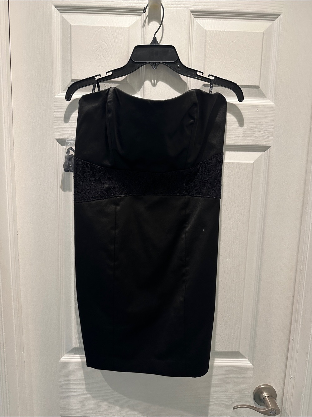 bebe Black Strapless Lace-Trim Sheath Dress Size 10